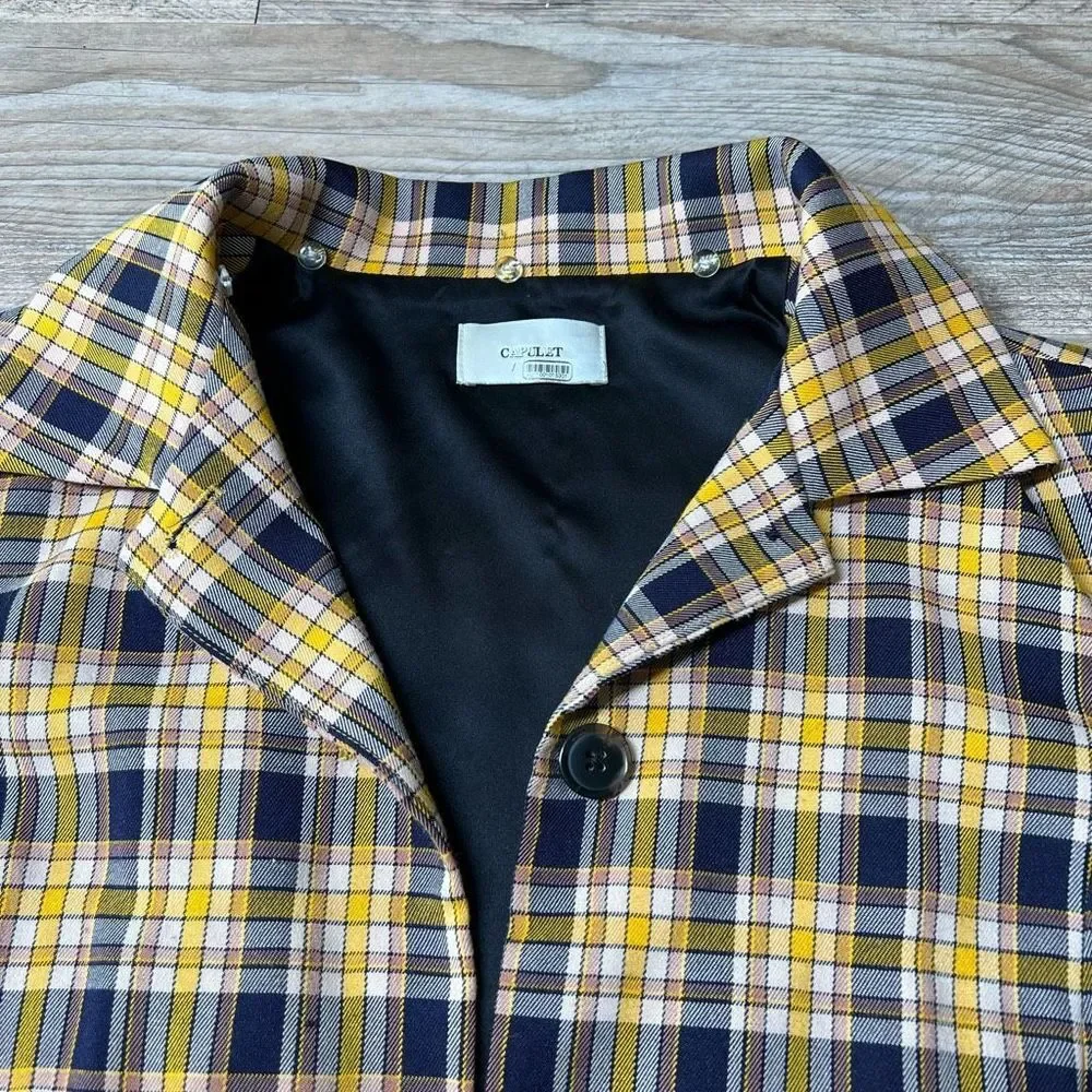 Capulet Womens Multicolor Plaid Collared Cropped Lined Blazer Size Small - Picture 2 of 9